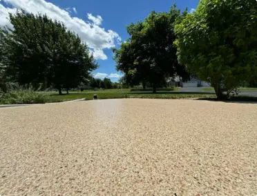 Residential driveway after concrete coating installation