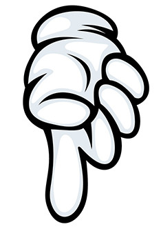 Cartoon hand with finger pointing downward