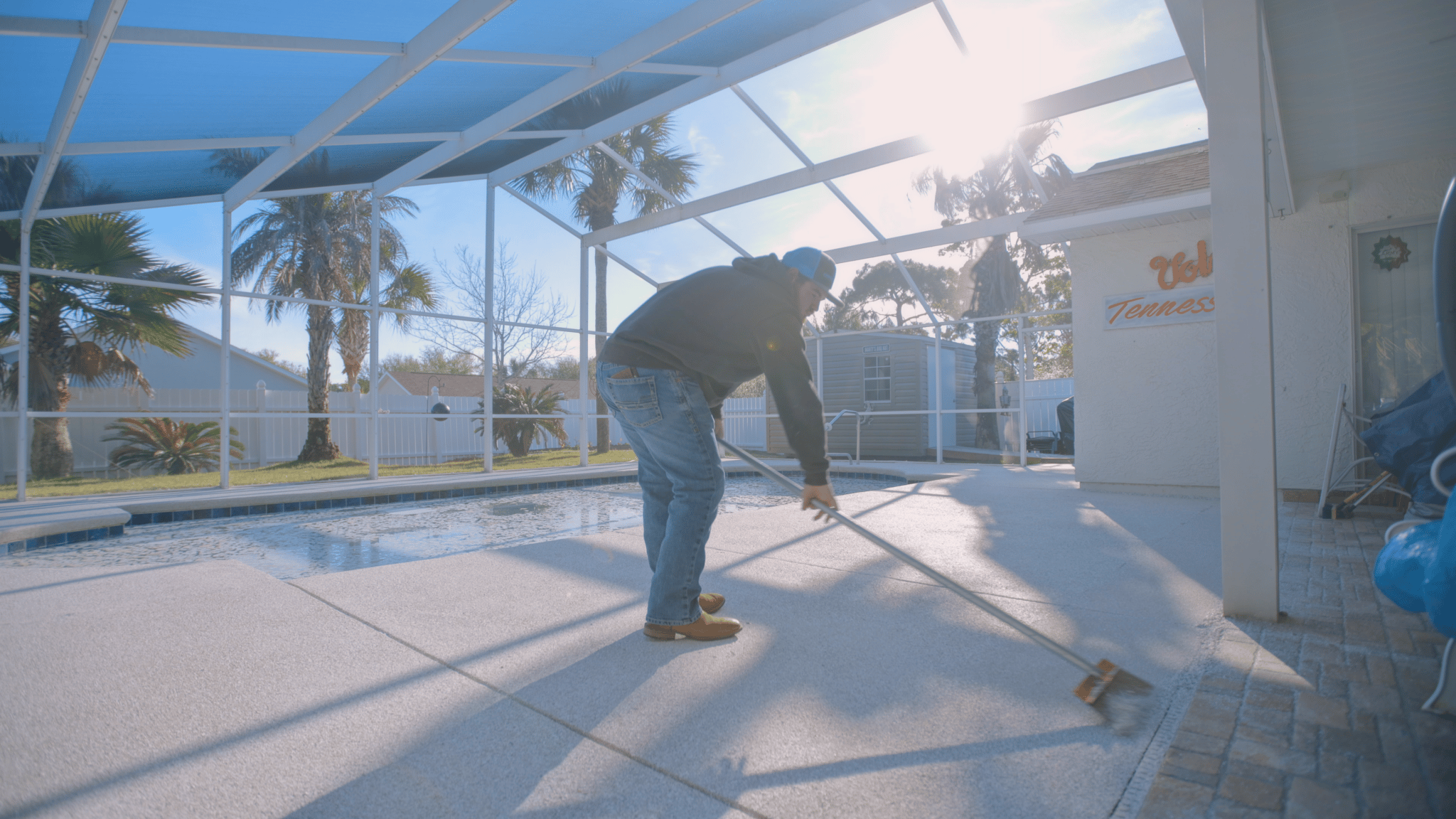 Finished pool deck — durable, UV-stable surface