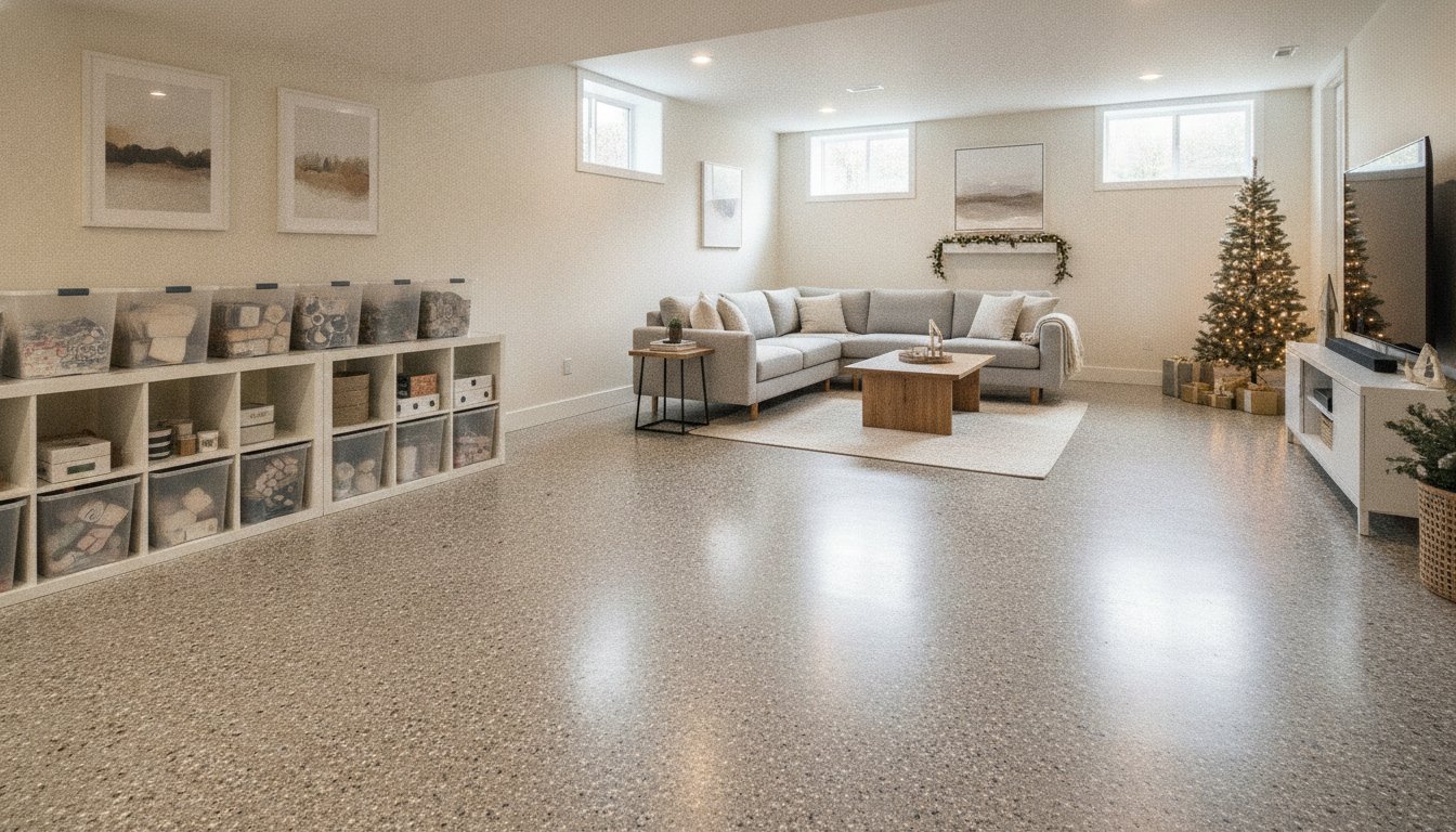 Holiday-Ready Basements: Plan a Floor Coating Around Furniture and Storage